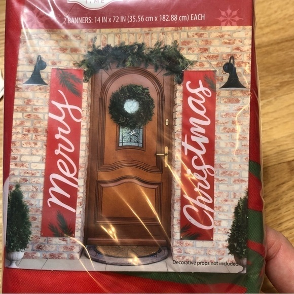 Merry Christmas Banners NEW Doorway 14x72” Red Holiday Decor - Picture 2 of 5